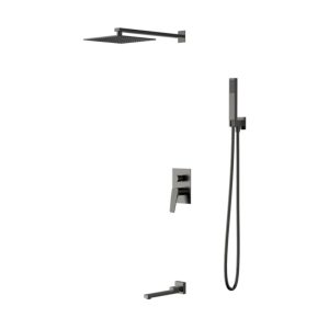 Душевая встройка Vincea Puro с изливом Вороненая сталь