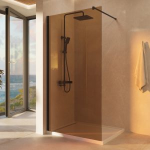 Душевая перегородка Vincea Walk-In Черный / Янтарное